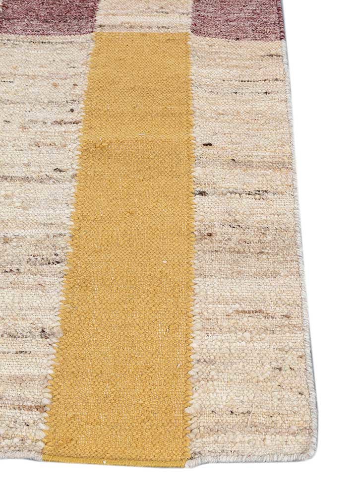 checkers ivory wool flat weaves Rug - Corner