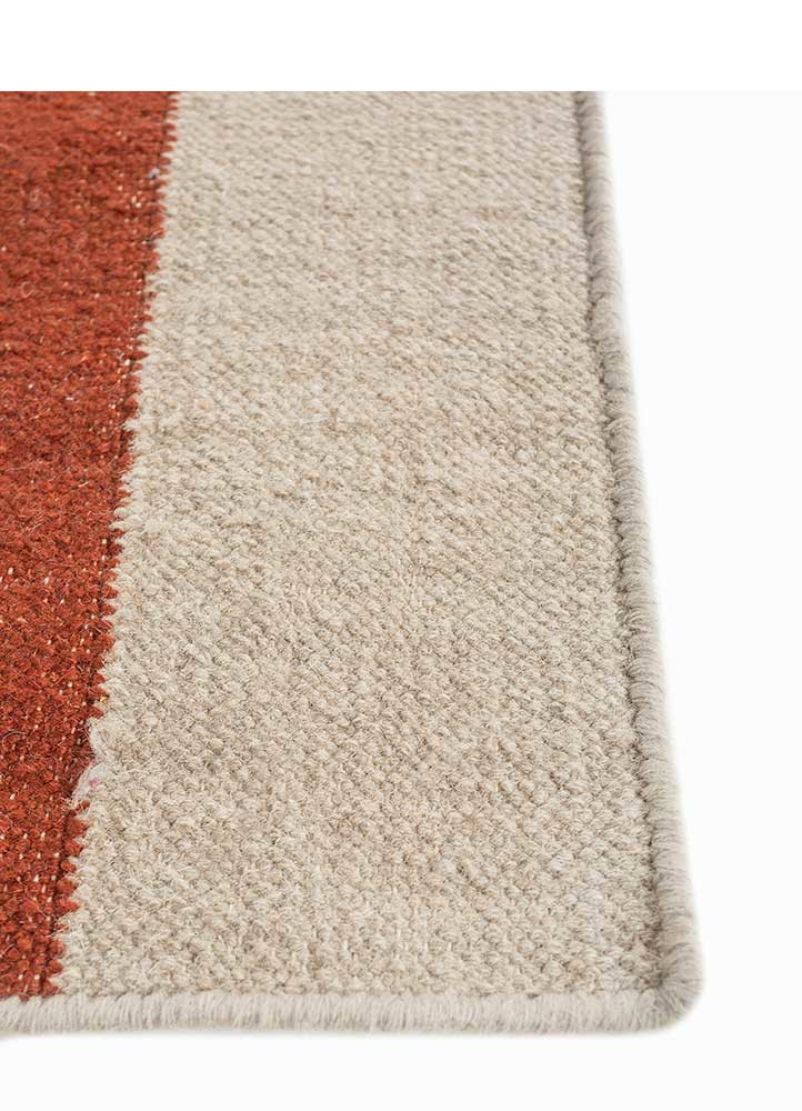checkers red and orange wool flat weaves Rug - Corner