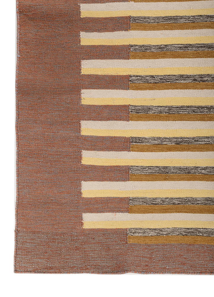 indusbar red and orange wool flat weaves Rug - Corner