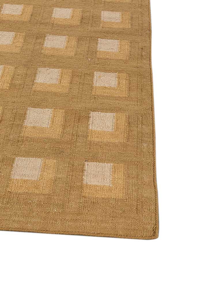 checkers gold wool flat weaves Rug - Corner