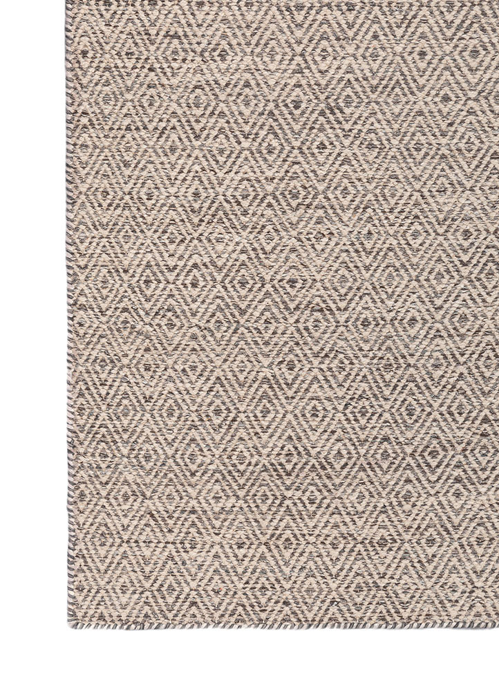 abrash beige and brown wool flat weaves Rug - Corner