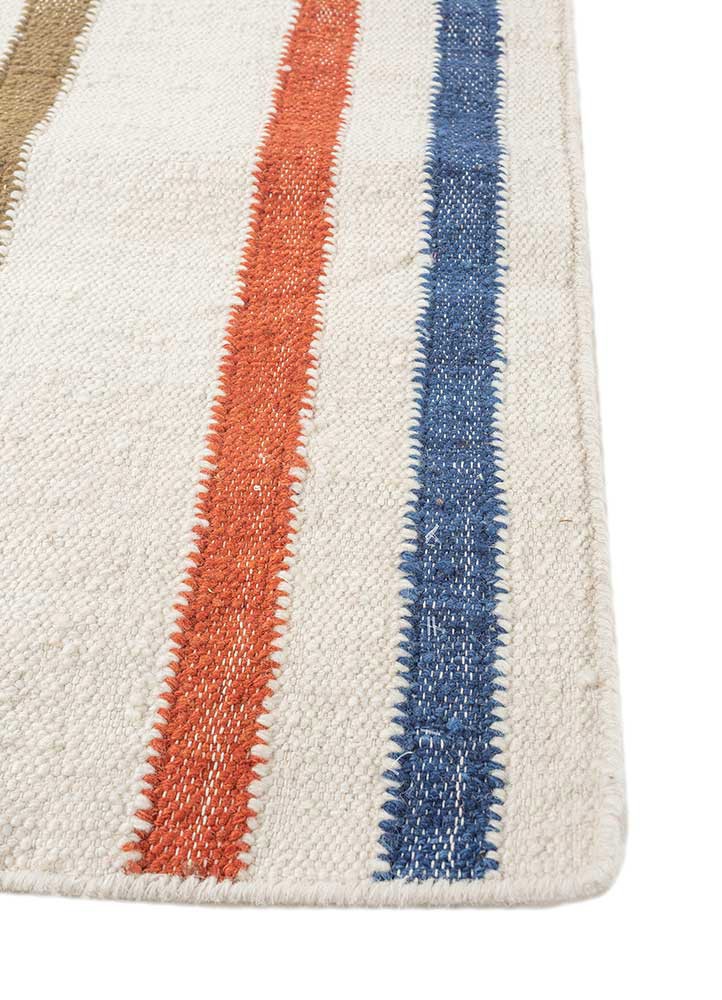 checkers ivory wool flat weaves Rug - Corner