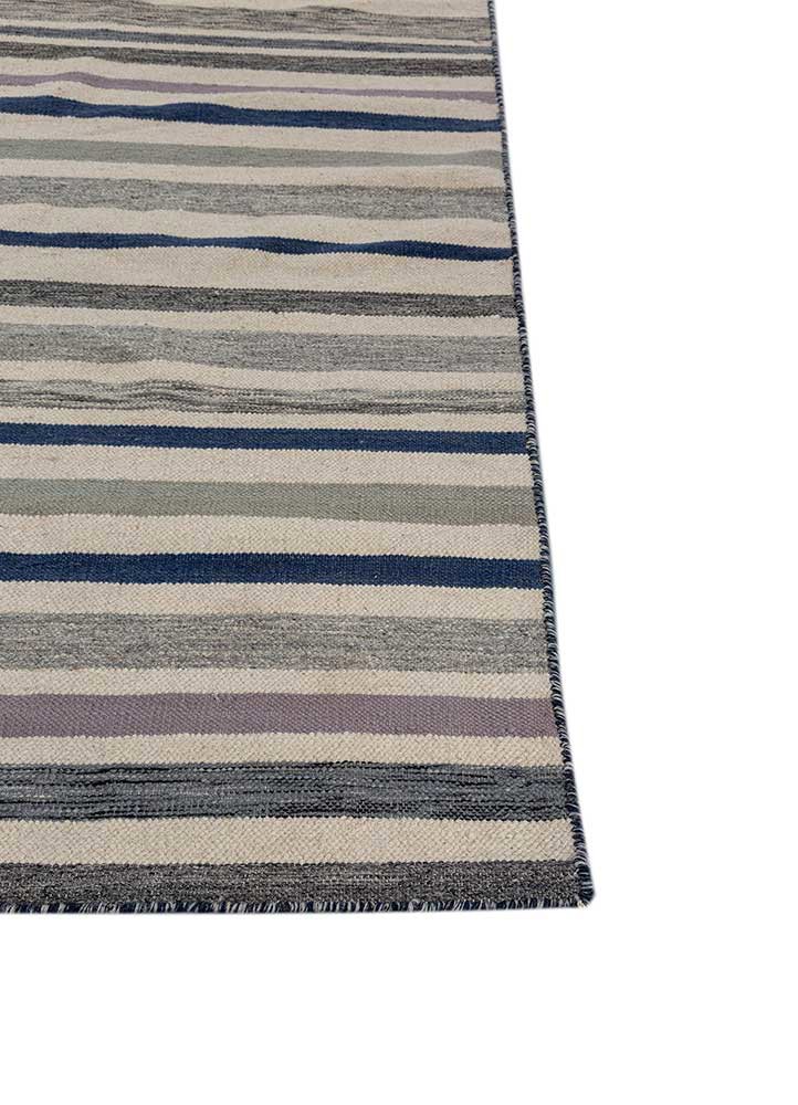 indusbar grey and black wool flat weaves Rug - Corner