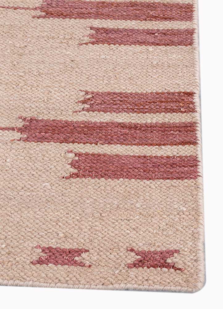 bedouin red and orange wool flat weaves Rug - Corner