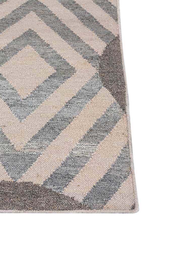 alhambra ivory wool flat weaves Rug - Corner