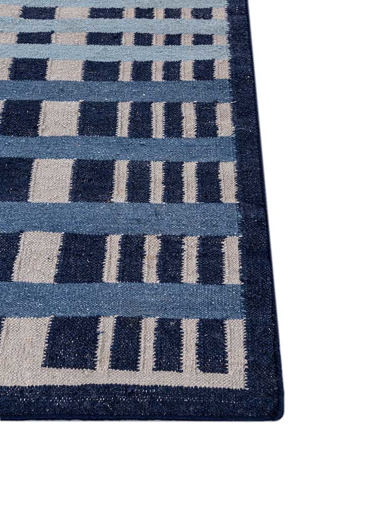 alhambra blue wool flat weaves Rug - Corner alhambra blue wool flat weaves Rug - Corner