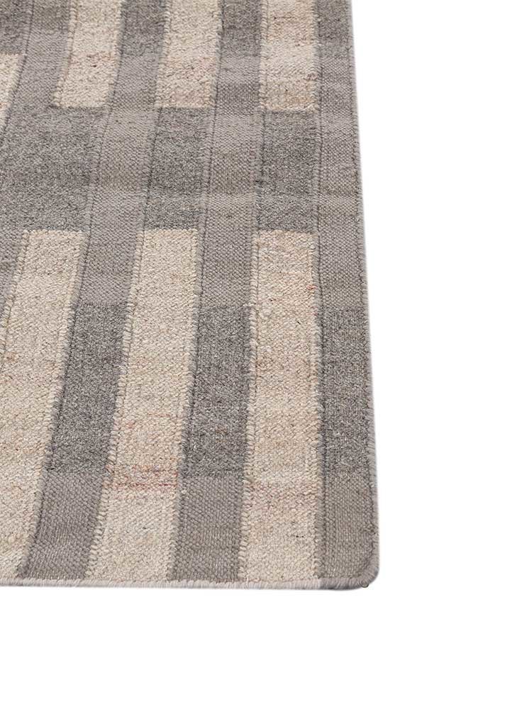 checkers ivory wool flat weaves Rug - Corner checkers ivory wool flat weaves Rug - Corner
