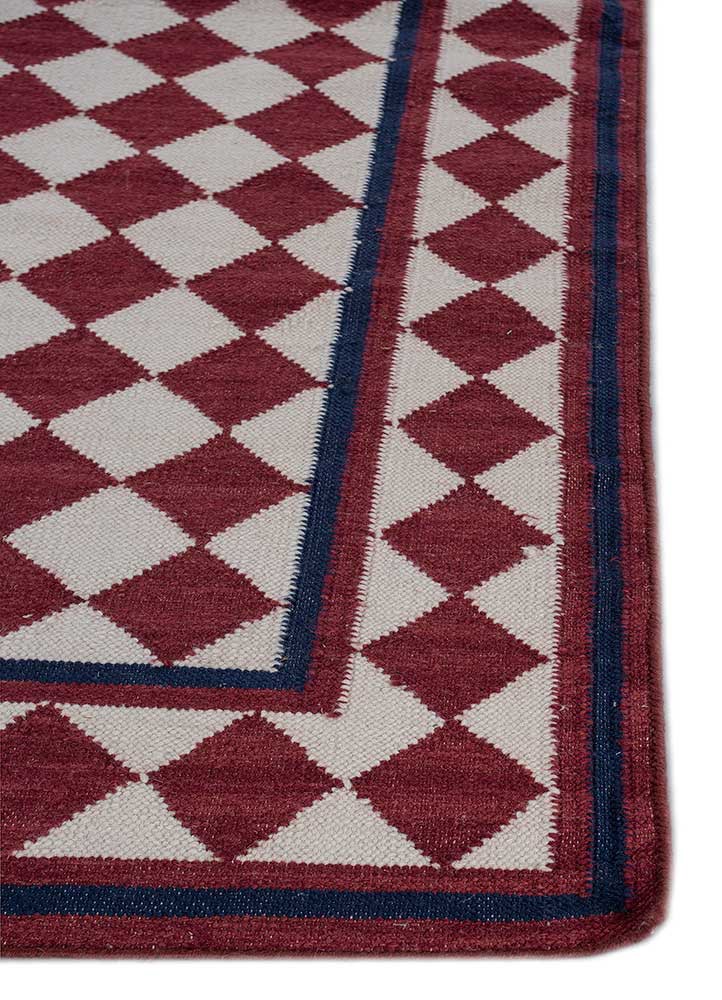 alhambra red and orange wool flat weaves Rug - Corner