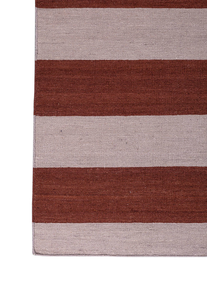 checkers red and orange wool flat weaves Rug - Corner