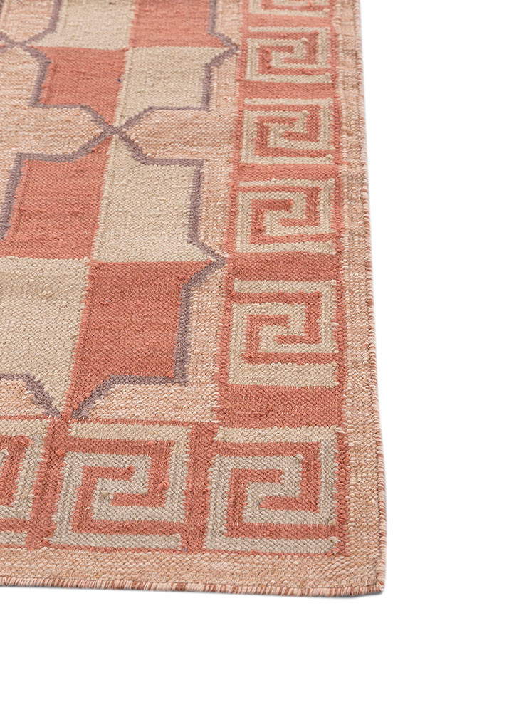 alhambra red and orange wool flat weaves Rug - Corner