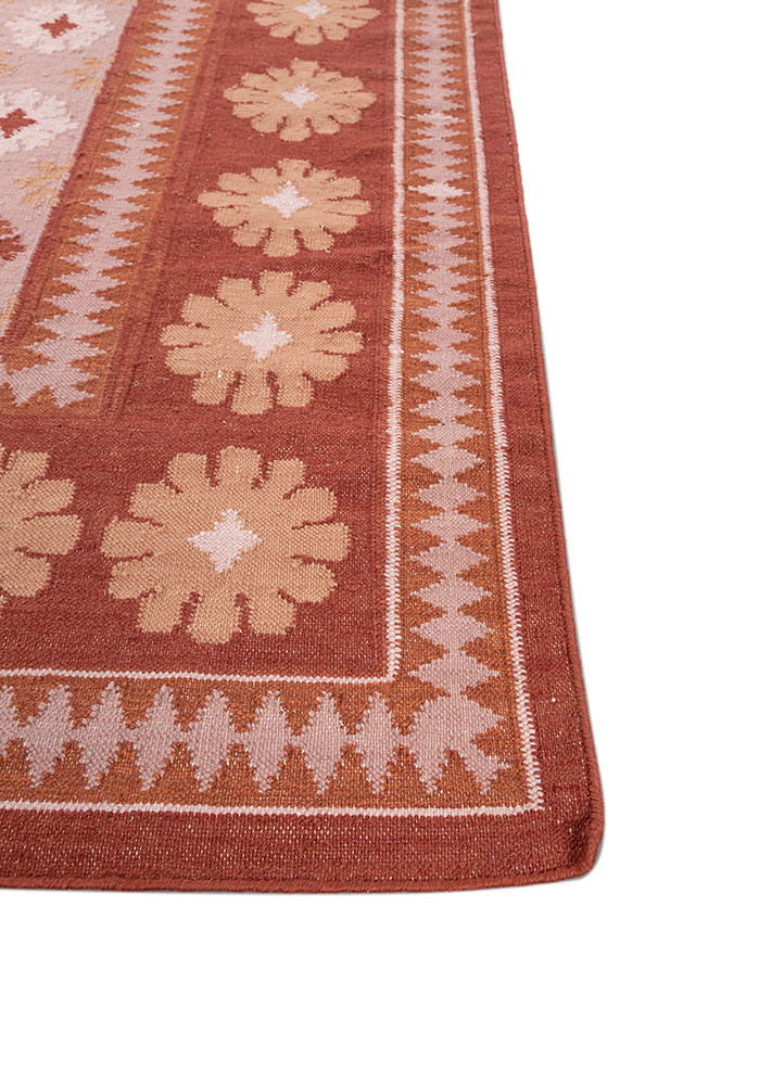 alhambra pink and purple wool flat weaves Rug - Corner