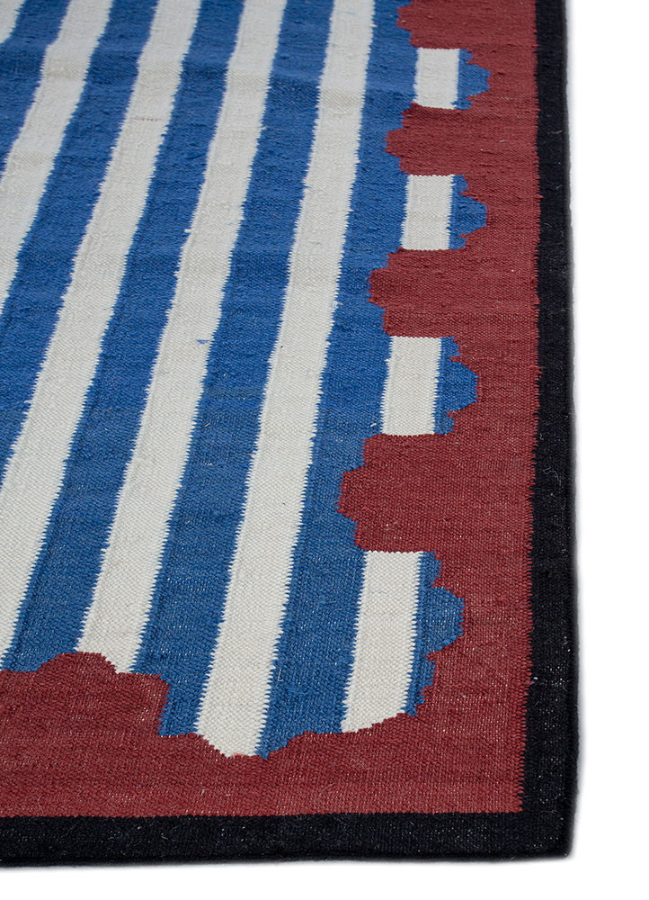 alhambra blue wool flat weaves Rug - Corner alhambra blue wool flat weaves Rug - Corner