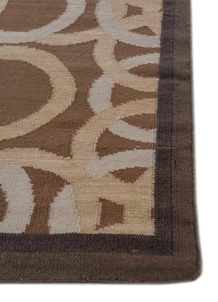 alhambra beige and brown wool flat weaves Rug - Corner