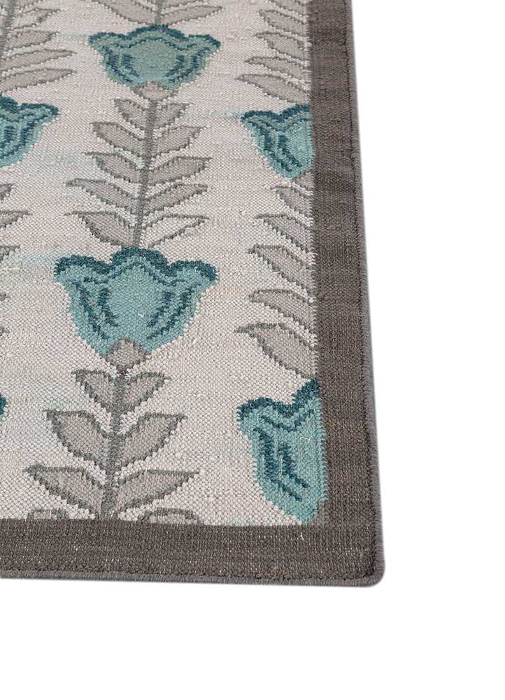 orenda grey and black wool flat weaves Rug - Corner