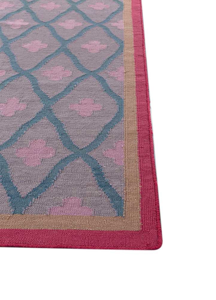 alhambra pink and purple wool flat weaves Rug - Corner alhambra pink and purple wool flat weaves Rug - Corner
