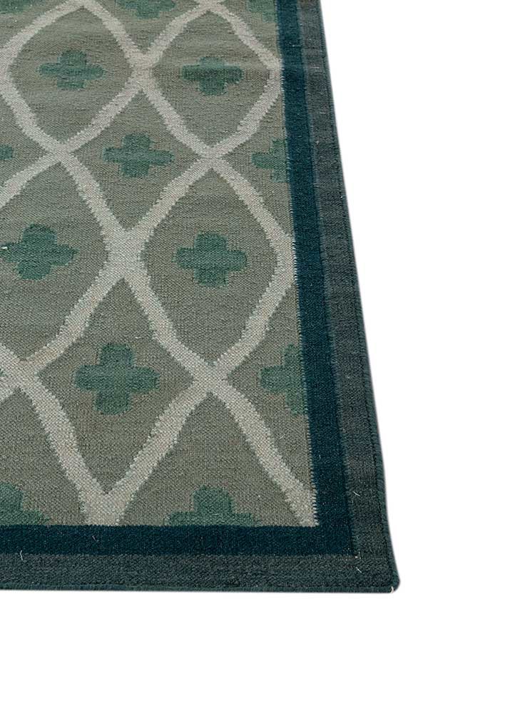 alhambra green wool flat weaves Rug - Corner alhambra green wool flat weaves Rug - Corner