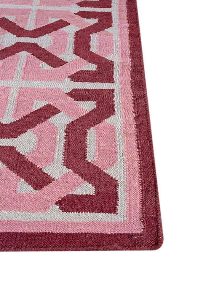alhambra red and orange wool flat weaves Rug - Corner