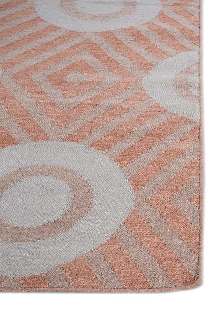 checkers red and orange wool flat weaves Rug - Corner checkers red and orange wool flat weaves Rug - Corner