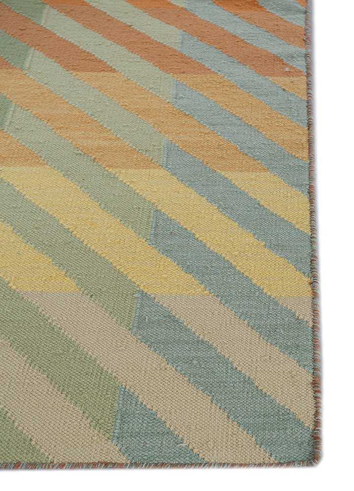checkers red and orange wool flat weaves Rug - Corner checkers red and orange wool flat weaves Rug - Corner