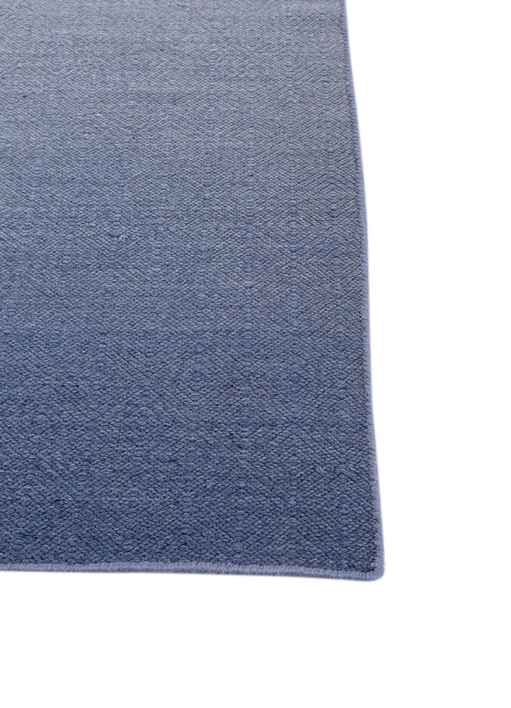 aprezo blue wool flat weaves Rug - Corner aprezo blue wool flat weaves Rug - Corner