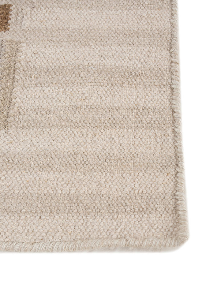 checkers ivory wool flat weaves Rug - Corner checkers ivory wool flat weaves Rug - Corner