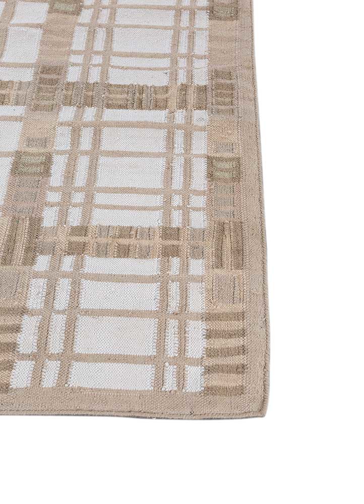 checkers ivory wool flat weaves Rug - Corner