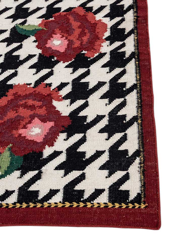 alhambra ivory wool flat weaves Rug - Corner