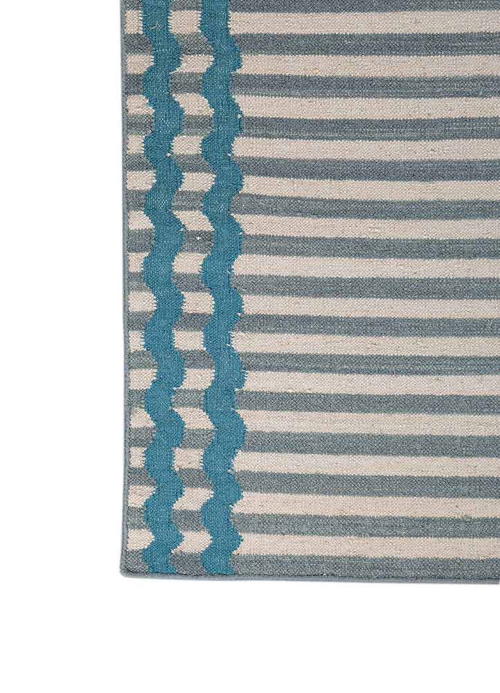 alhambra blue wool flat weaves Rug - Corner