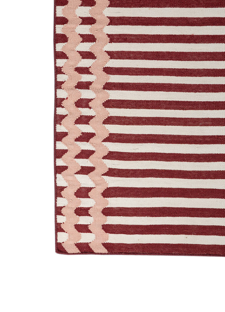 alhambra red and orange wool flat weaves Rug - Corner