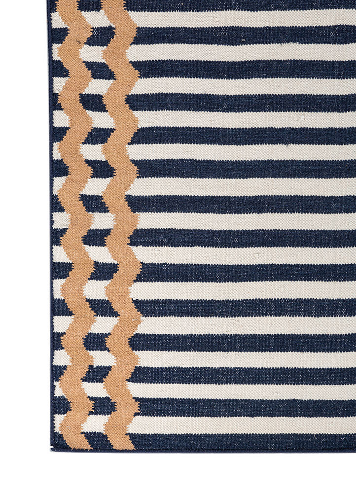 alhambra blue wool flat weaves Rug - Corner