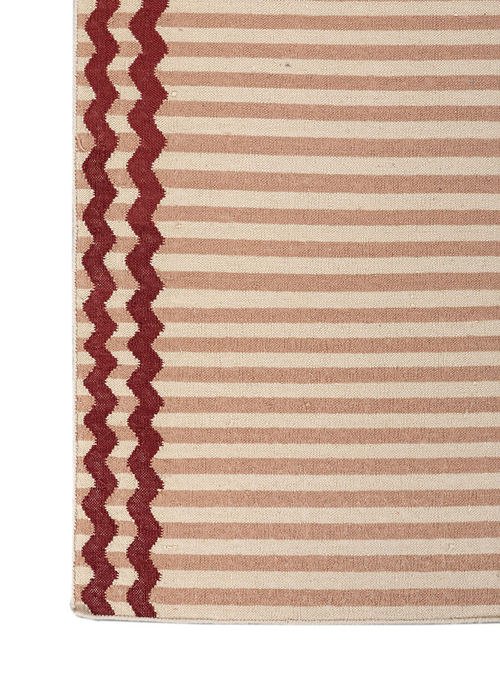 alhambra red and orange wool flat weaves Rug - Corner