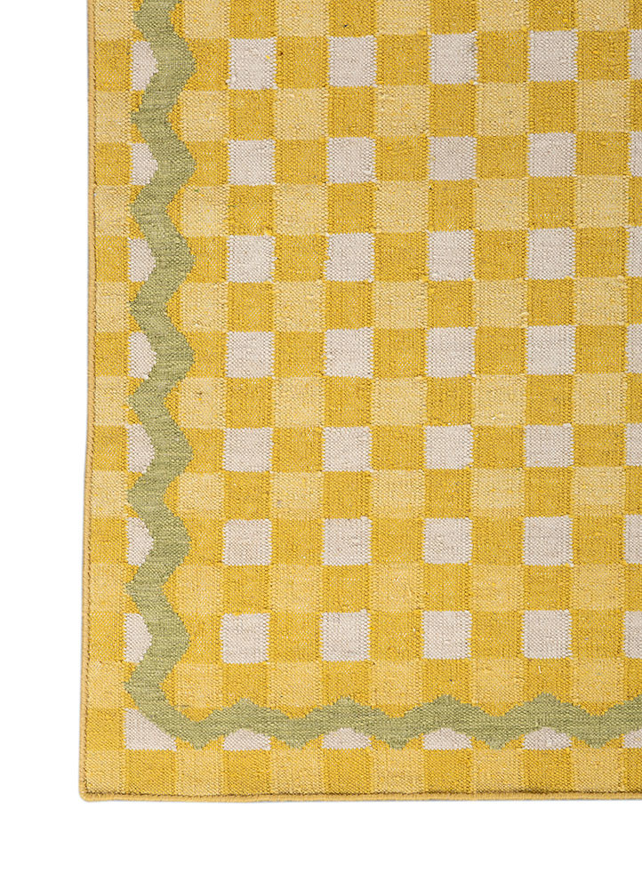 alhambra gold wool flat weaves Rug - Corner