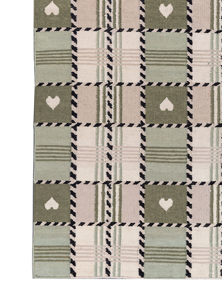 alhambra green wool flat weaves Rug - Corner alhambra green wool flat weaves Rug - Corner