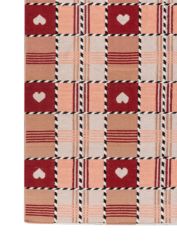 alhambra red and orange wool flat weaves Rug - Corner alhambra red and orange wool flat weaves Rug - Corner