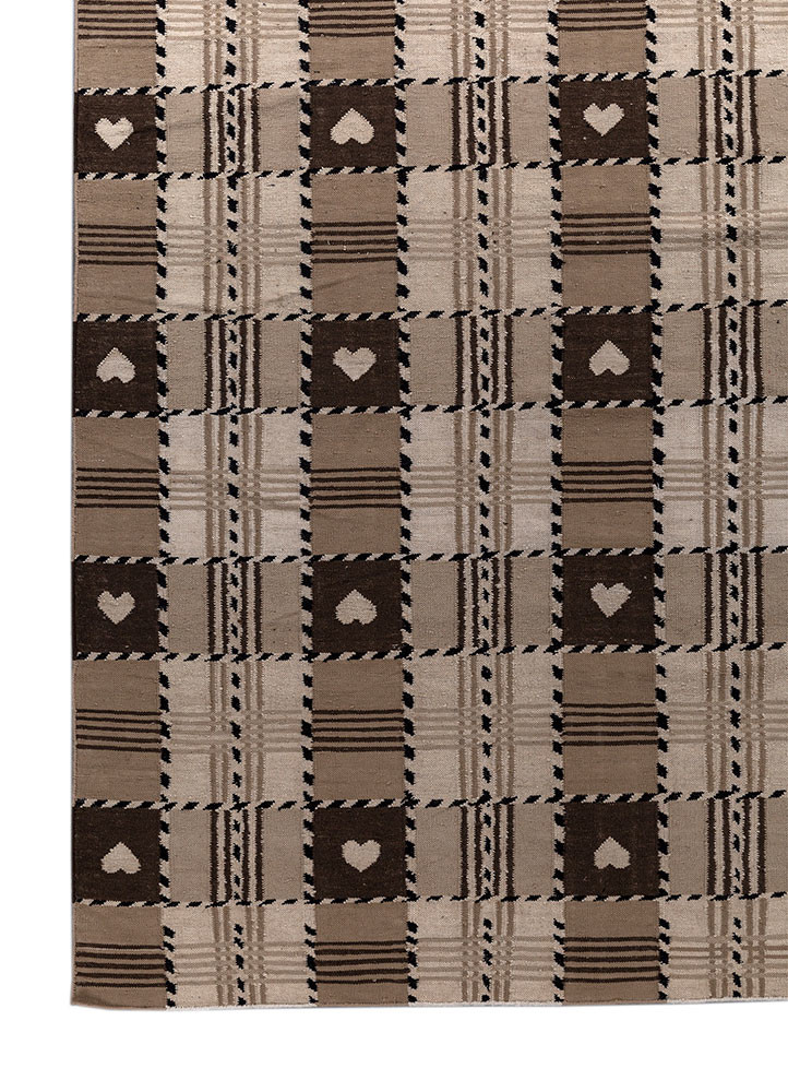 alhambra beige and brown wool flat weaves Rug - Corner