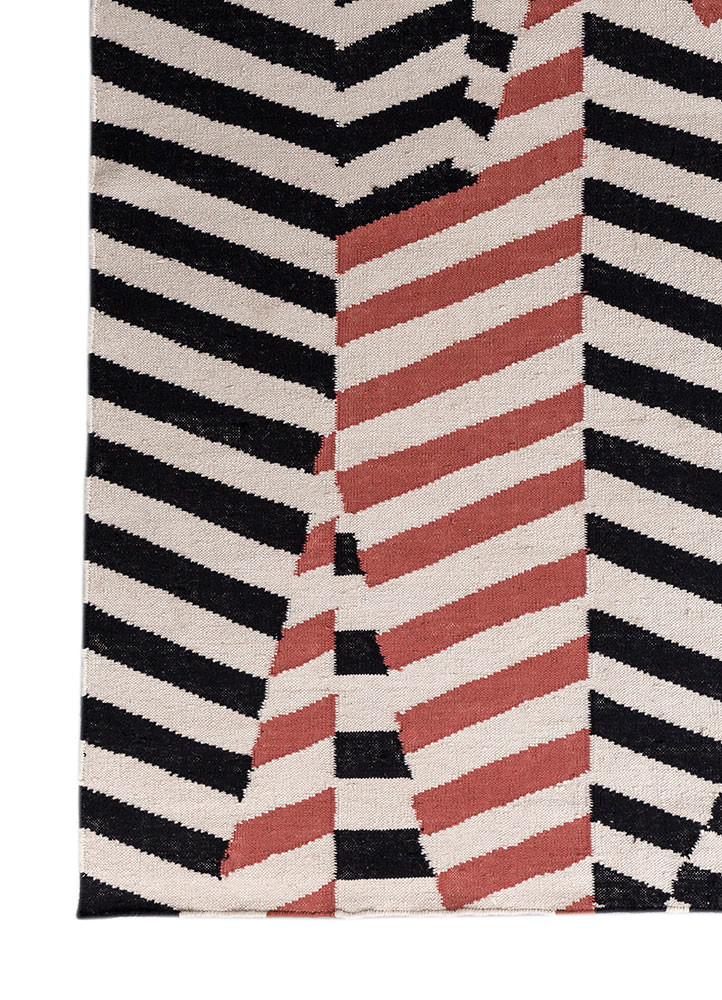 checkers ivory wool flat weaves Rug - Corner checkers ivory wool flat weaves Rug - Corner