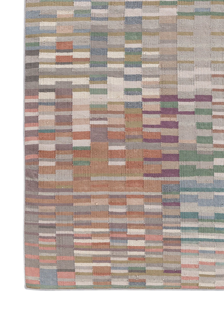 checkers ivory wool flat weaves Rug - Corner checkers ivory wool flat weaves Rug - Corner