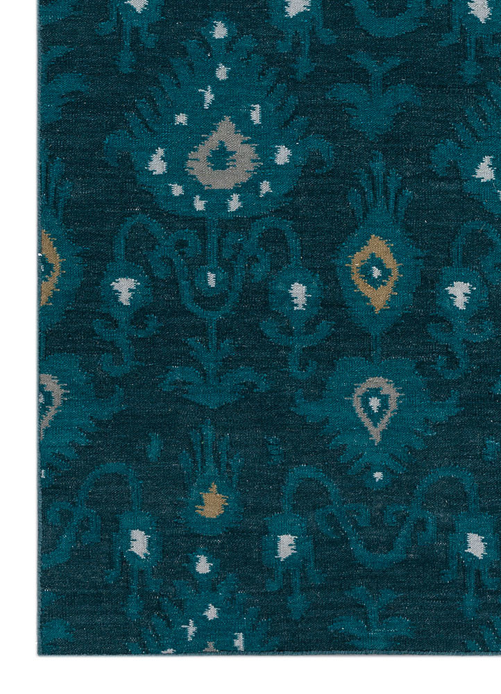 bedouin blue wool flat weaves Rug - Corner bedouin blue wool flat weaves Rug - Corner