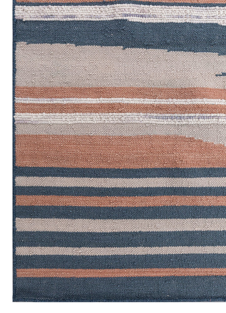 acar blue wool flat weaves Rug - Corner acar blue wool flat weaves Rug - Corner