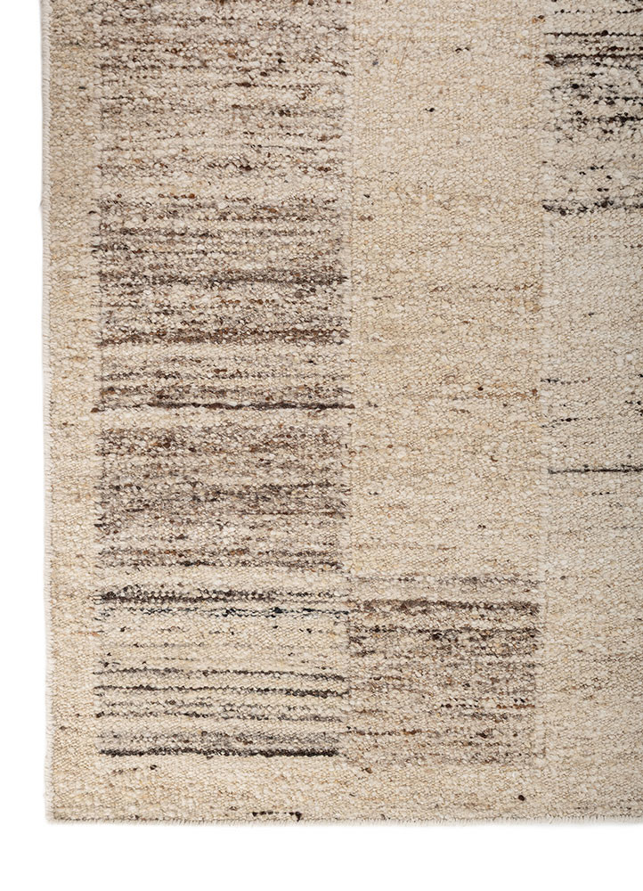 abrash beige and brown wool flat weaves Rug - Corner