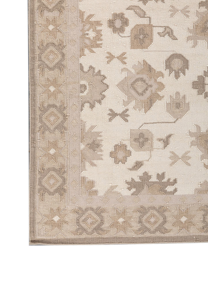 bedouin ivory wool flat weaves Rug - Corner