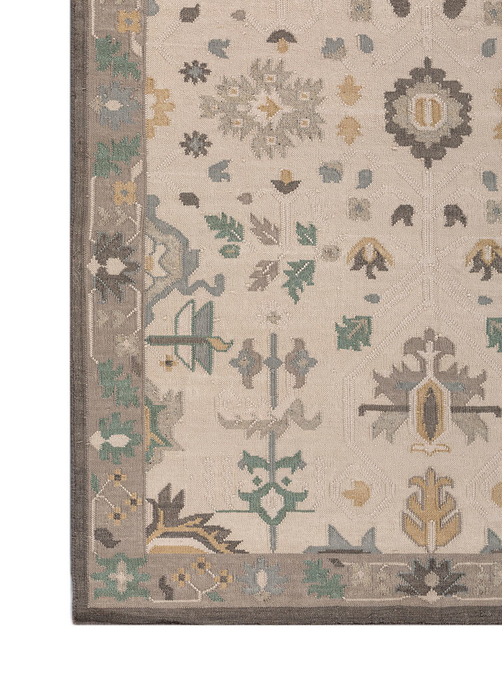 bedouin ivory wool flat weaves Rug - Corner