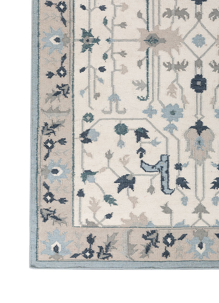 bedouin ivory wool flat weaves Rug - Corner