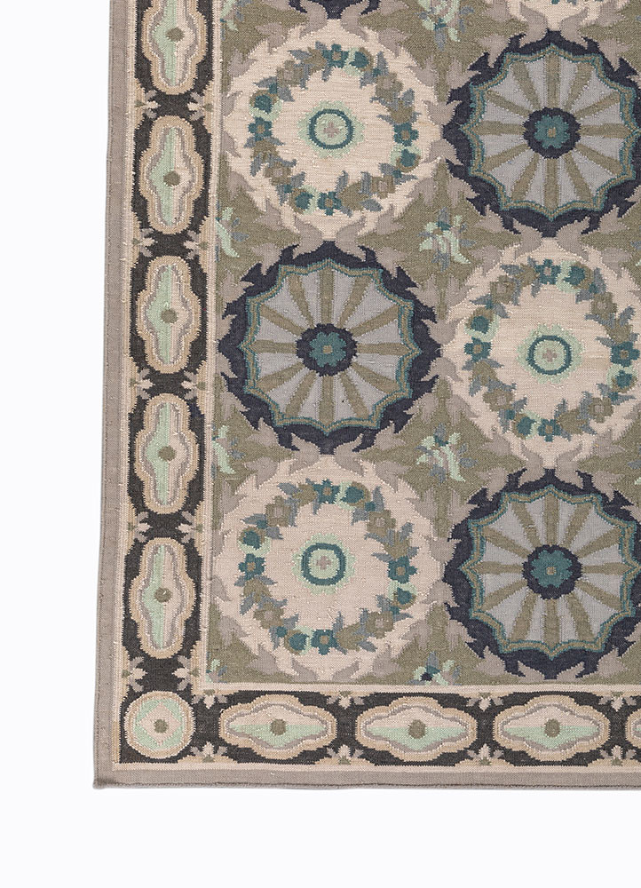 bedouin ivory wool flat weaves Rug - Corner