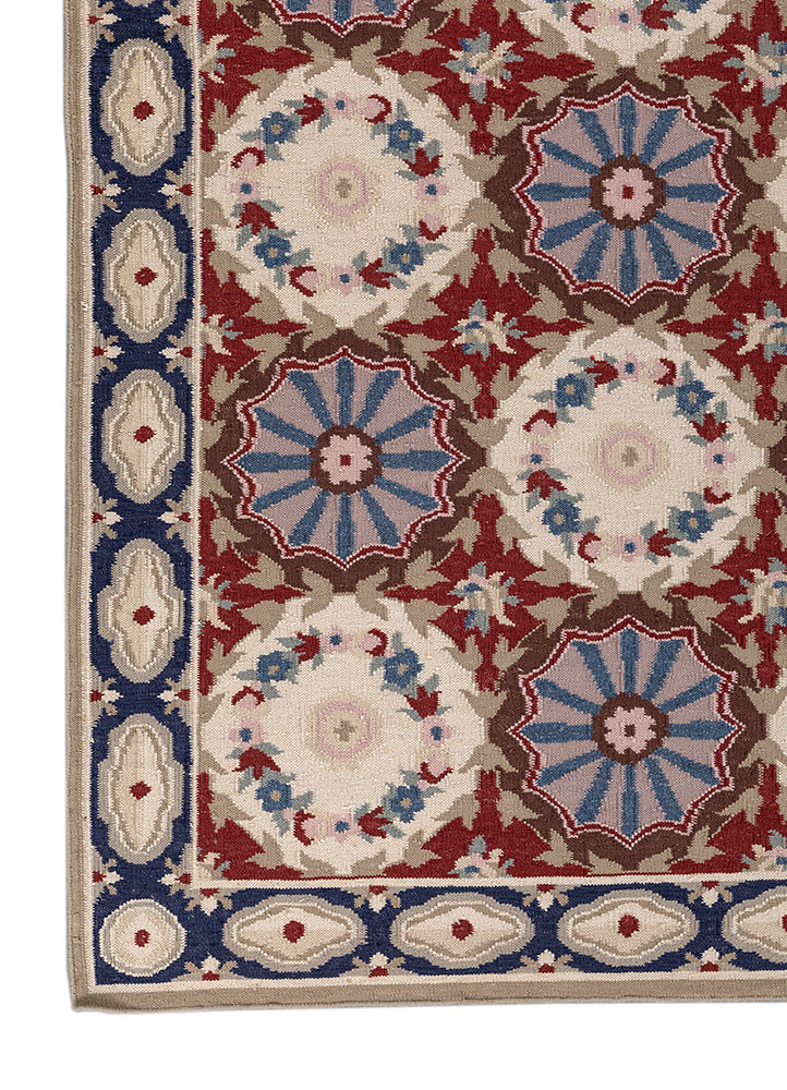 bedouin ivory wool flat weaves Rug - Corner