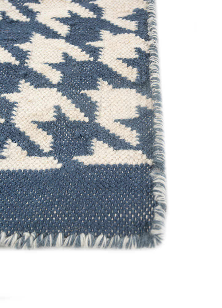 alhambra blue wool flat weaves Rug - Corner alhambra blue wool flat weaves Rug - Corner
