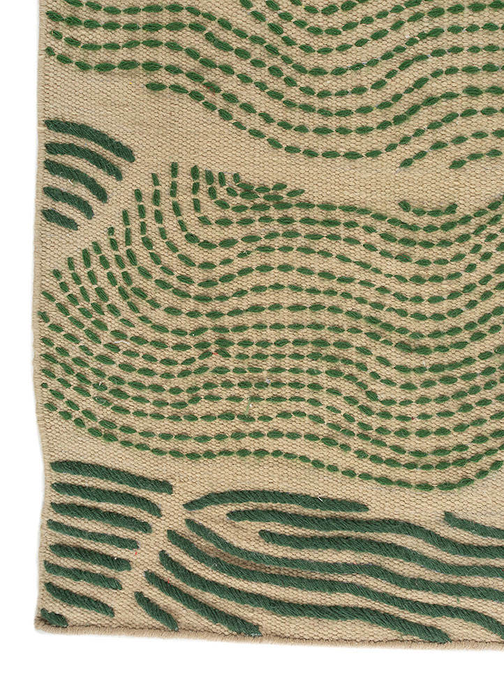 aprezo beige and brown wool flat weaves Rug - Corner