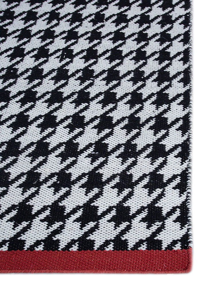 alhambra grey and black wool flat weaves Rug - Corner