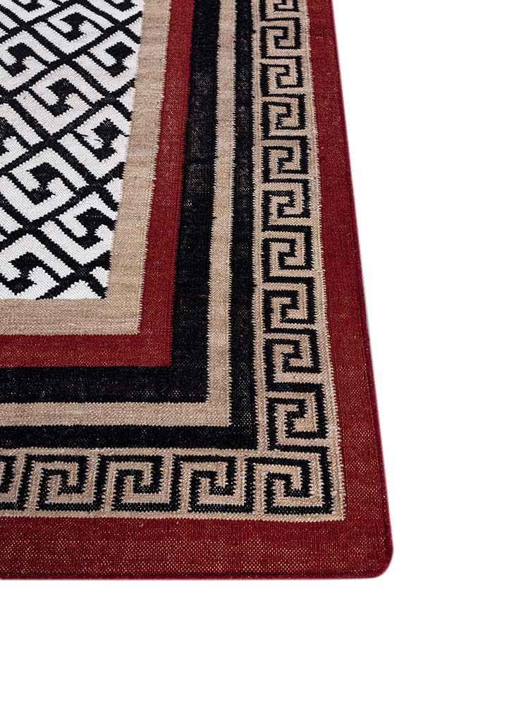 alhambra grey and black wool flat weaves Rug - Corner