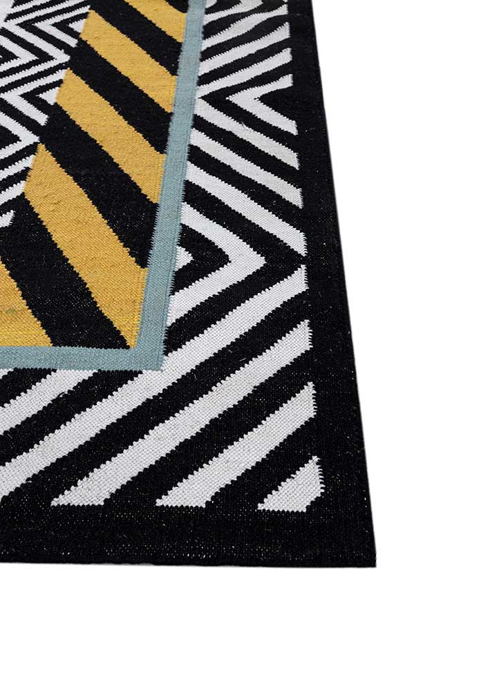 alhambra grey and black wool flat weaves Rug - Corner